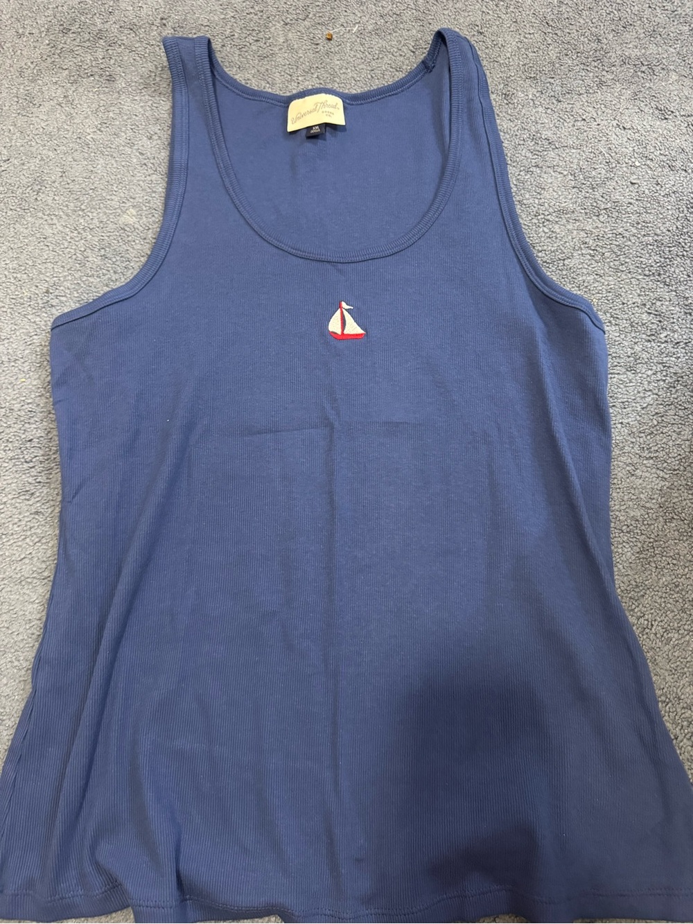 Universal Thread Navy Blue Sailboat Embroidered Tank Top